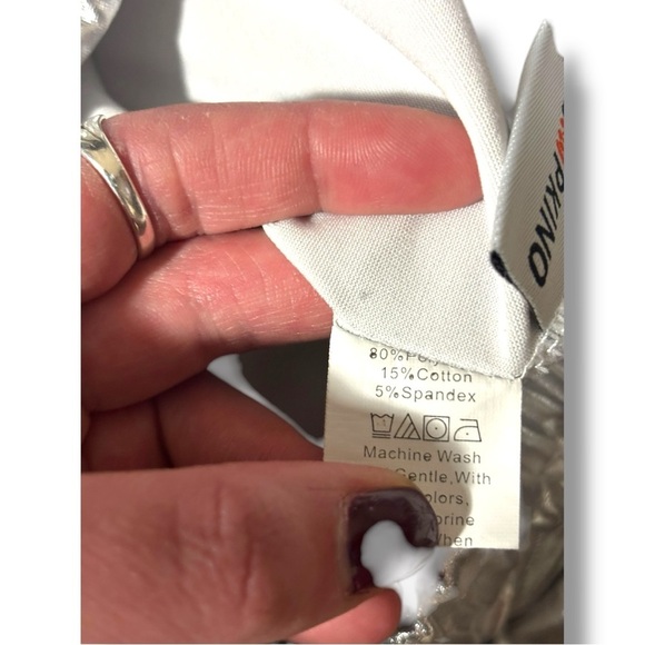 Pumpkino Shiny Silver Retro Inspired Elastic Waist Front Pockets Shorty Shorts - Picture 10 of 16